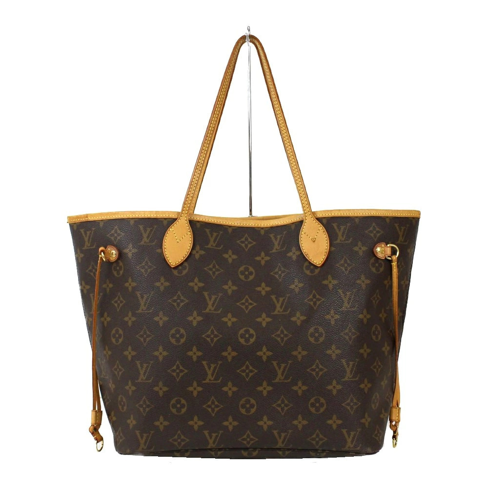 Louis Vuitton Neverfull Monogram LV Work Documents Tote Bag Canvas Leather Brown